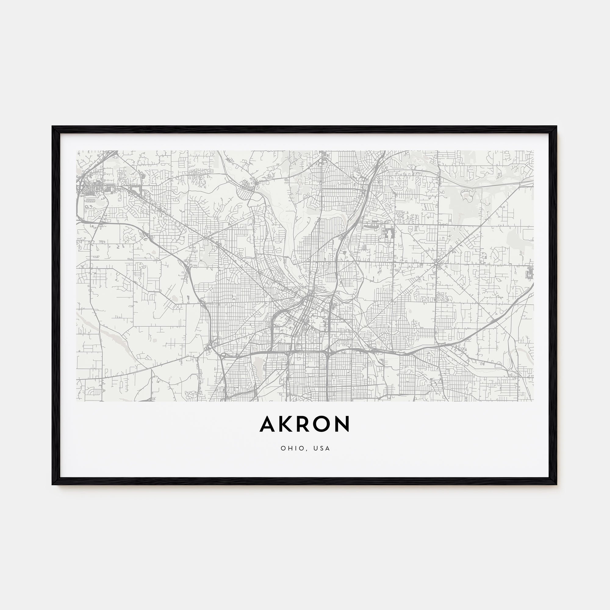 Akron Map Landscape Poster
