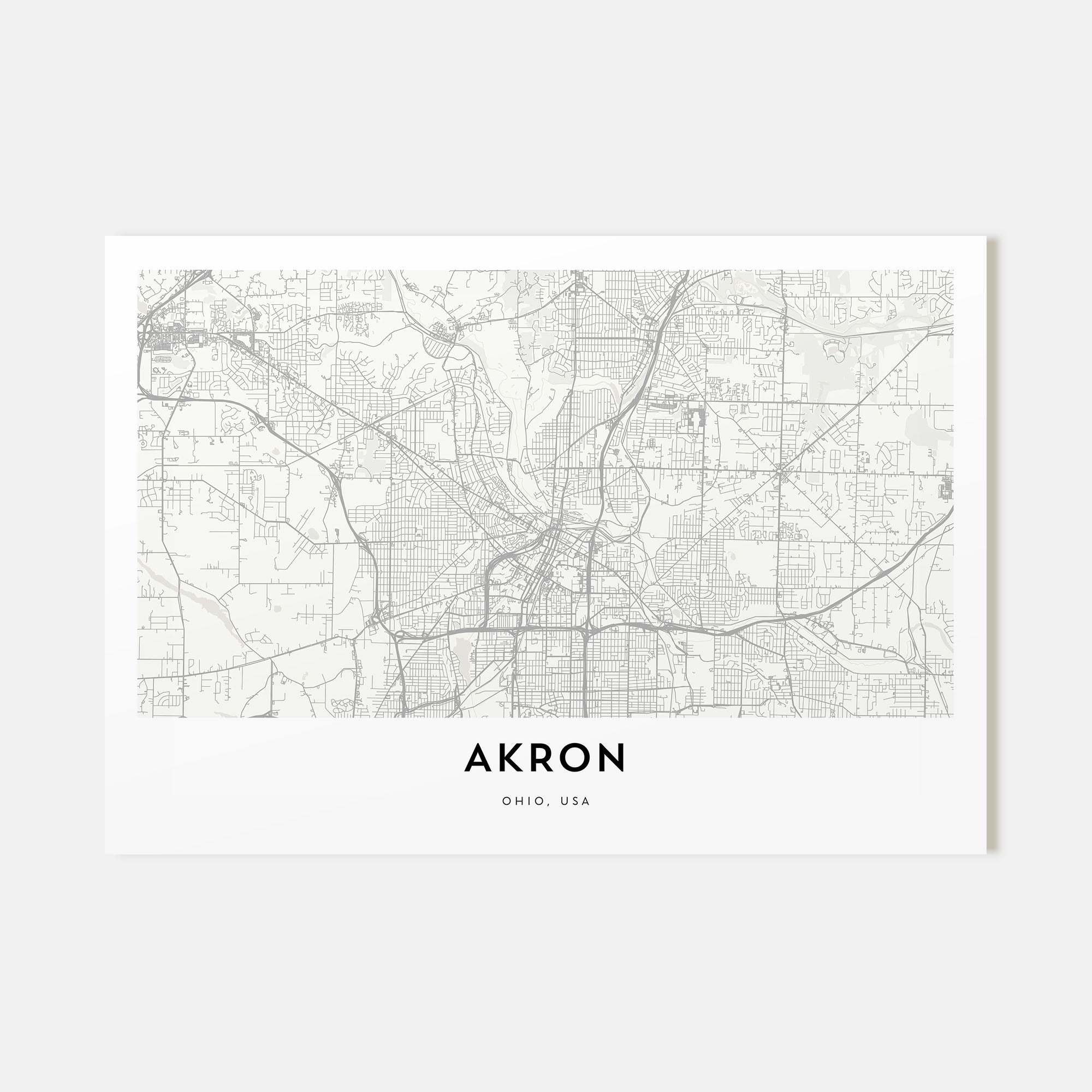 Akron Map Landscape Poster