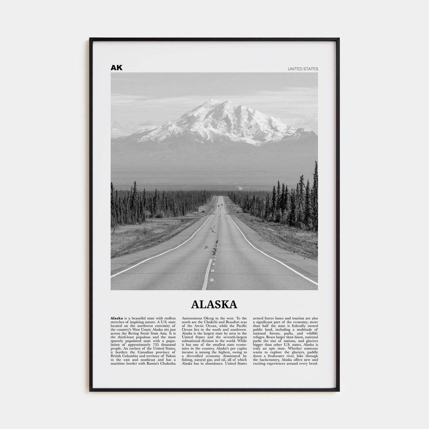 Alaska Travel B&W No 1 Poster