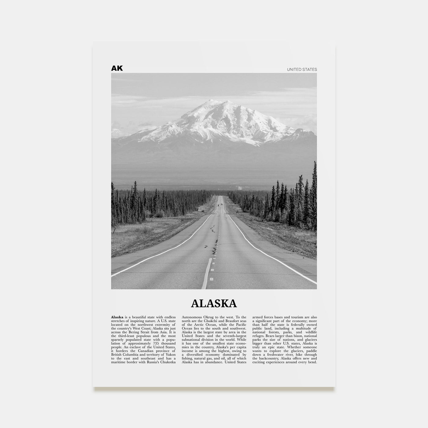 Alaska Travel B&W No 1 Poster