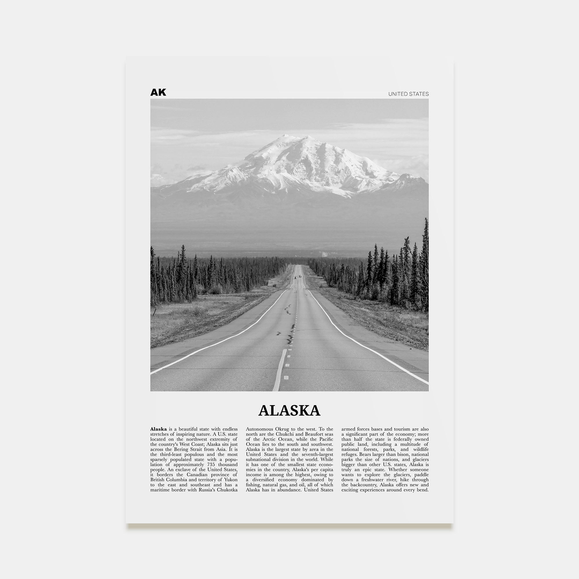 Alaska Travel B&W No 1 Poster