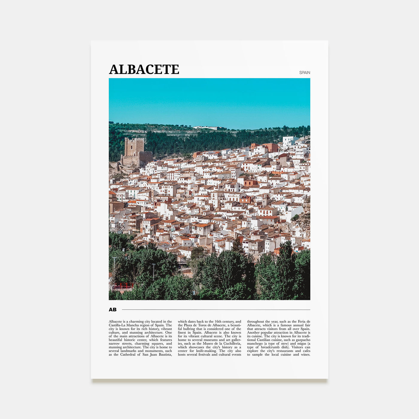 Albacete Travel Color Poster