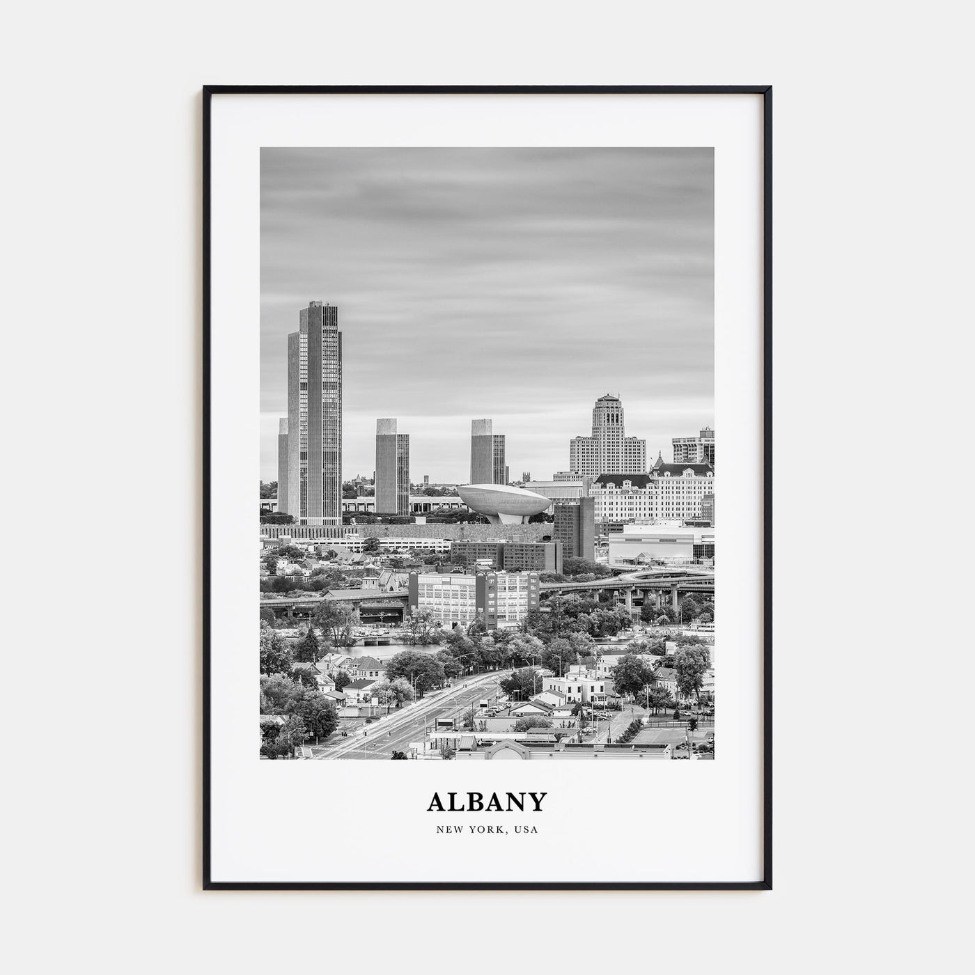 Albany, New York Portrait B&W Poster