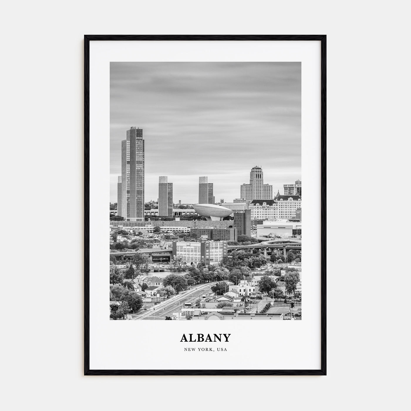 Albany, New York Portrait B&W Poster