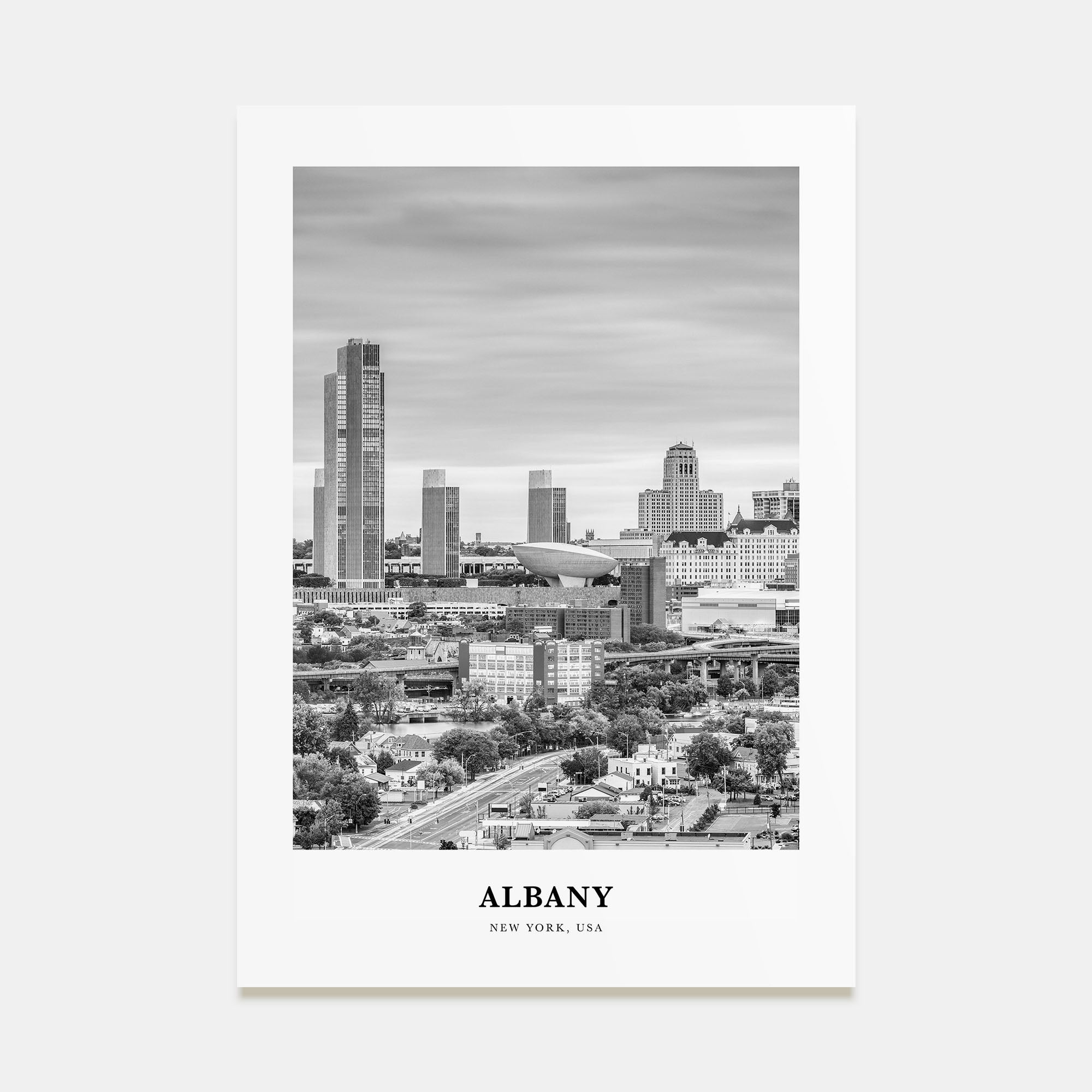 Albany, New York Portrait B&W Poster
