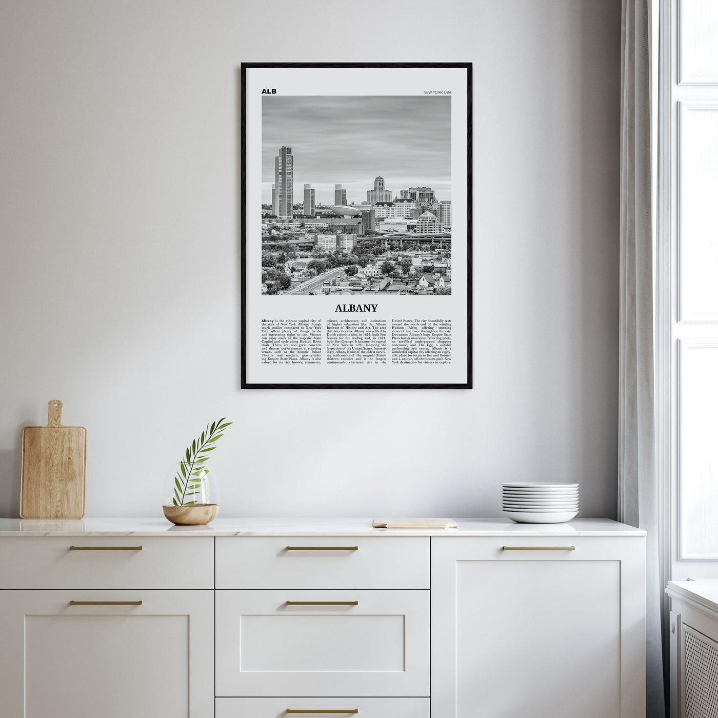 Albany, New York Travel B&W Poster