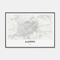 Aleppo Map Landscape Poster