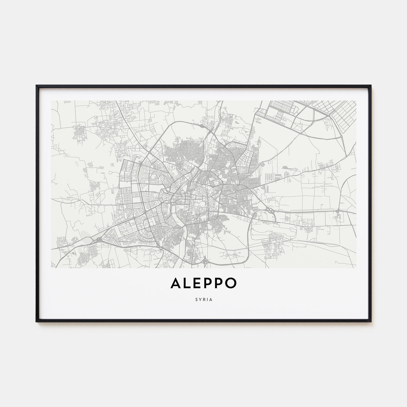 Aleppo Map Landscape Poster