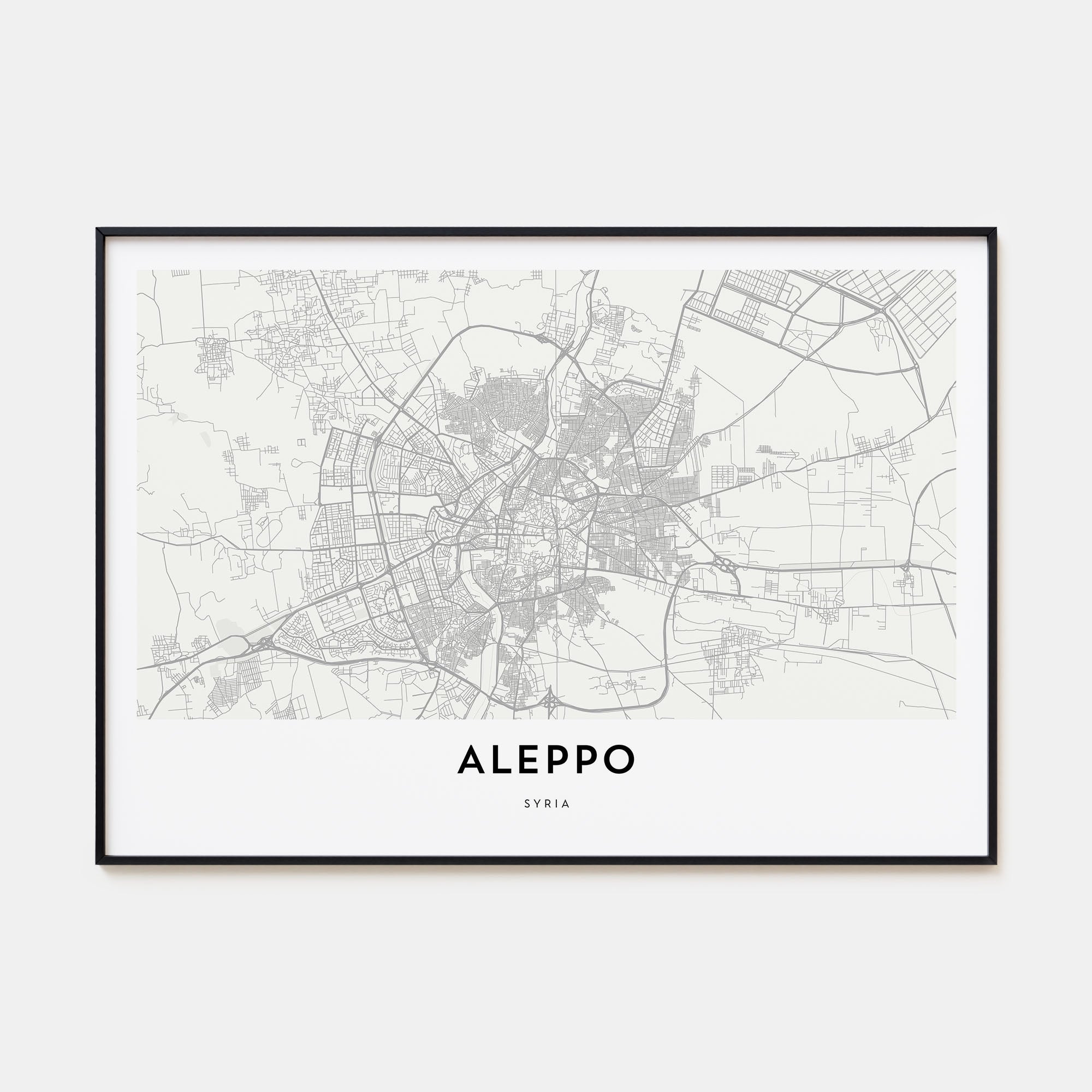 Aleppo Map Landscape Poster