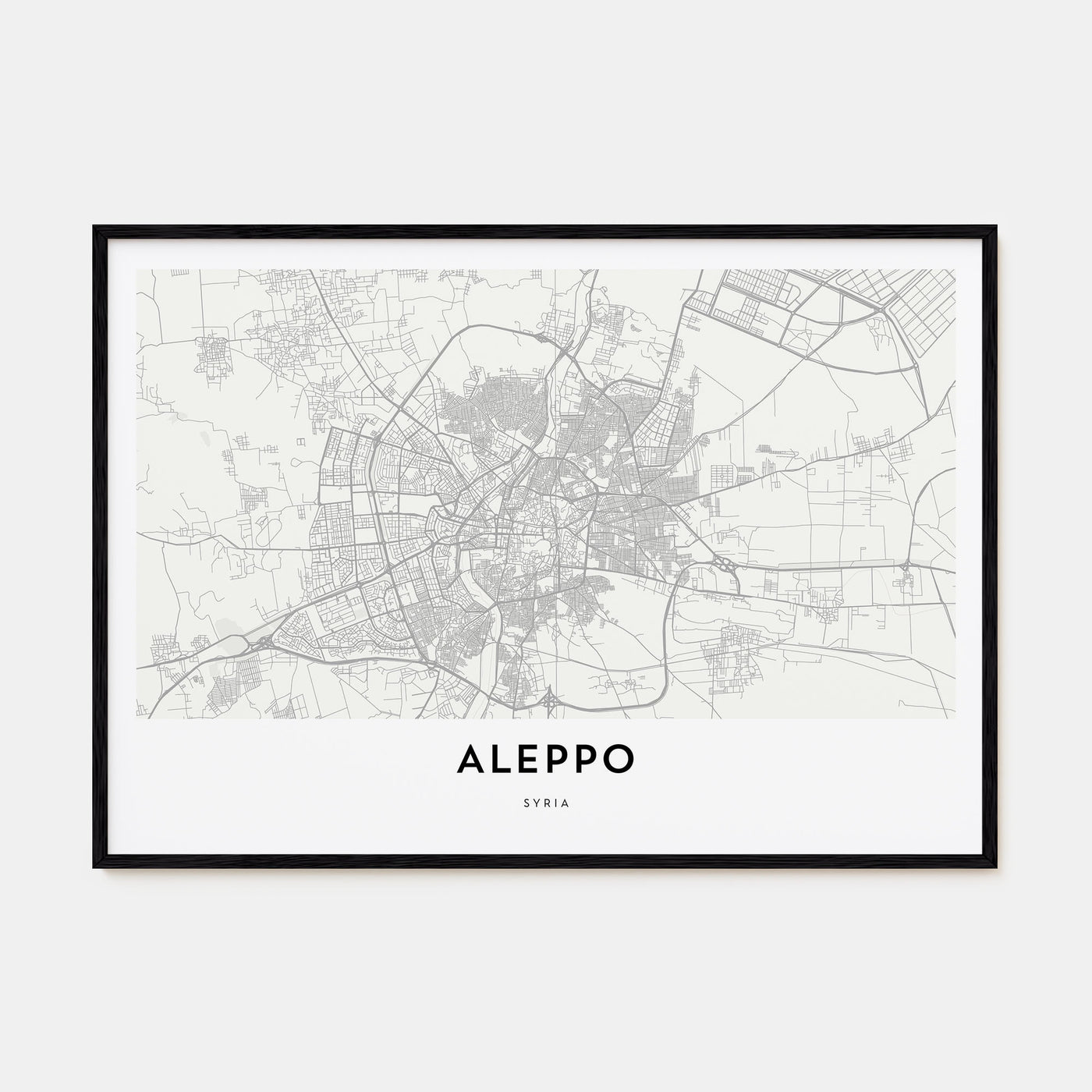 Aleppo Map Landscape Poster