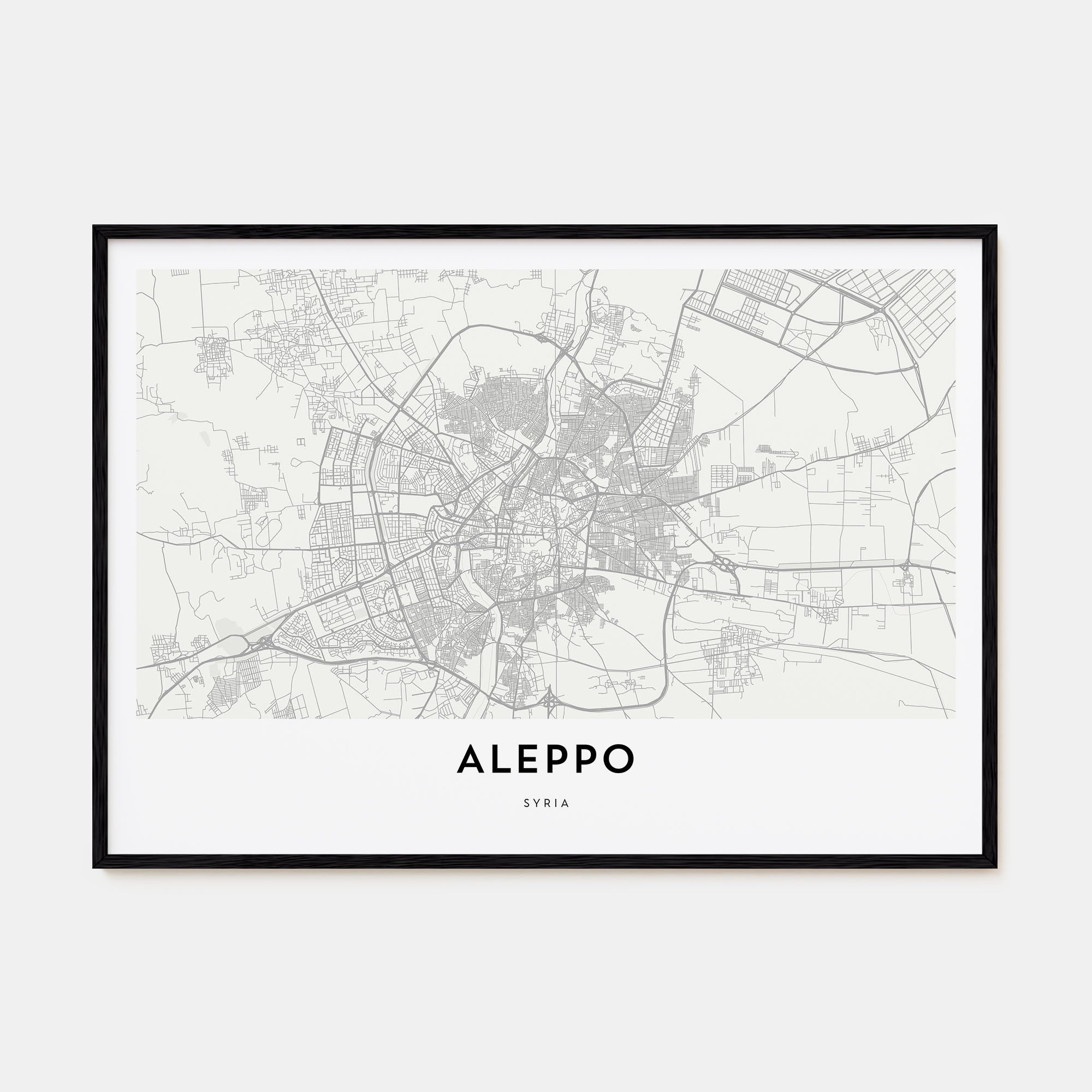 Aleppo Map Landscape Poster