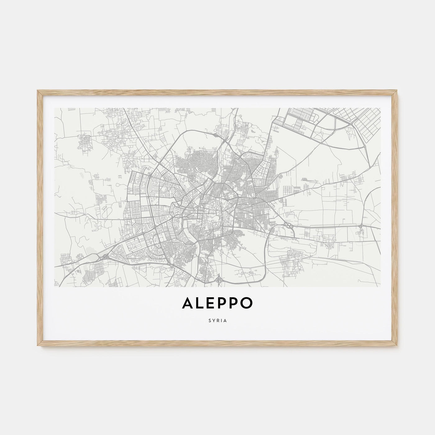 Aleppo Map Landscape Poster