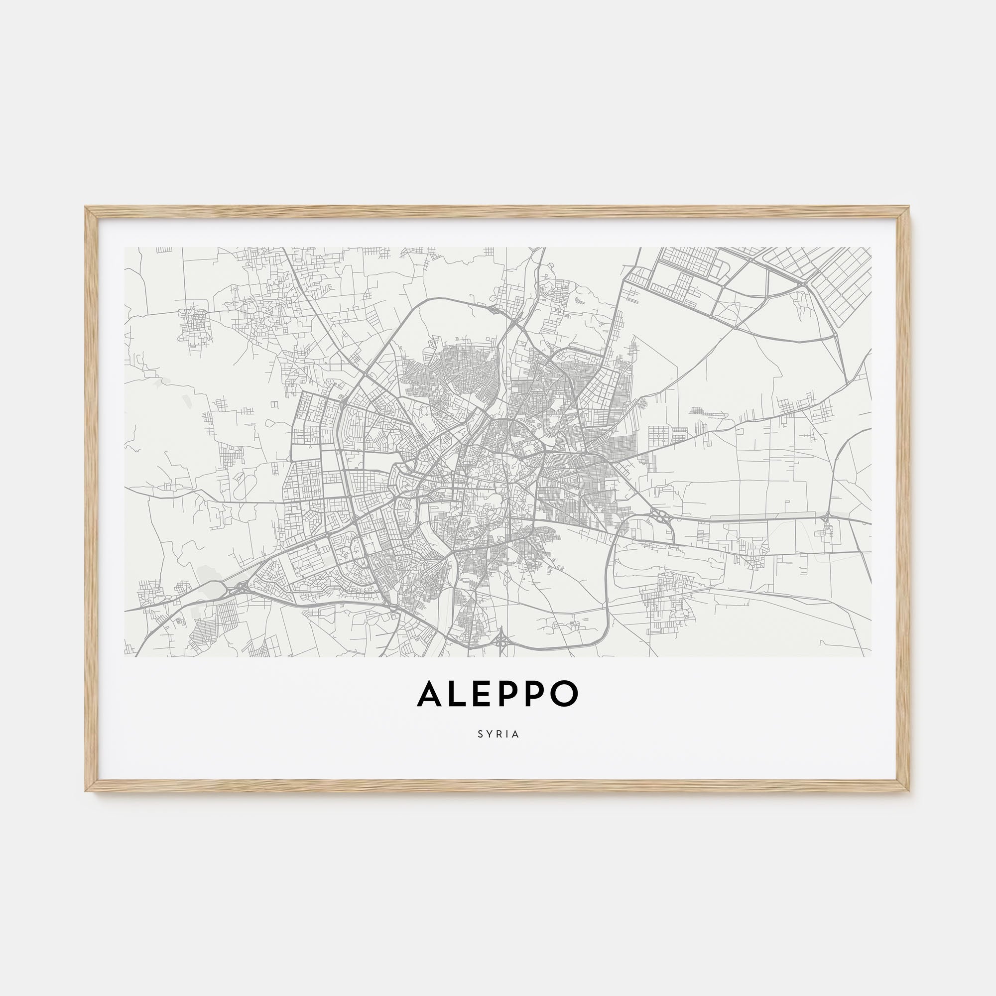 Aleppo Map Landscape Poster