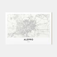 Aleppo Map Landscape Poster