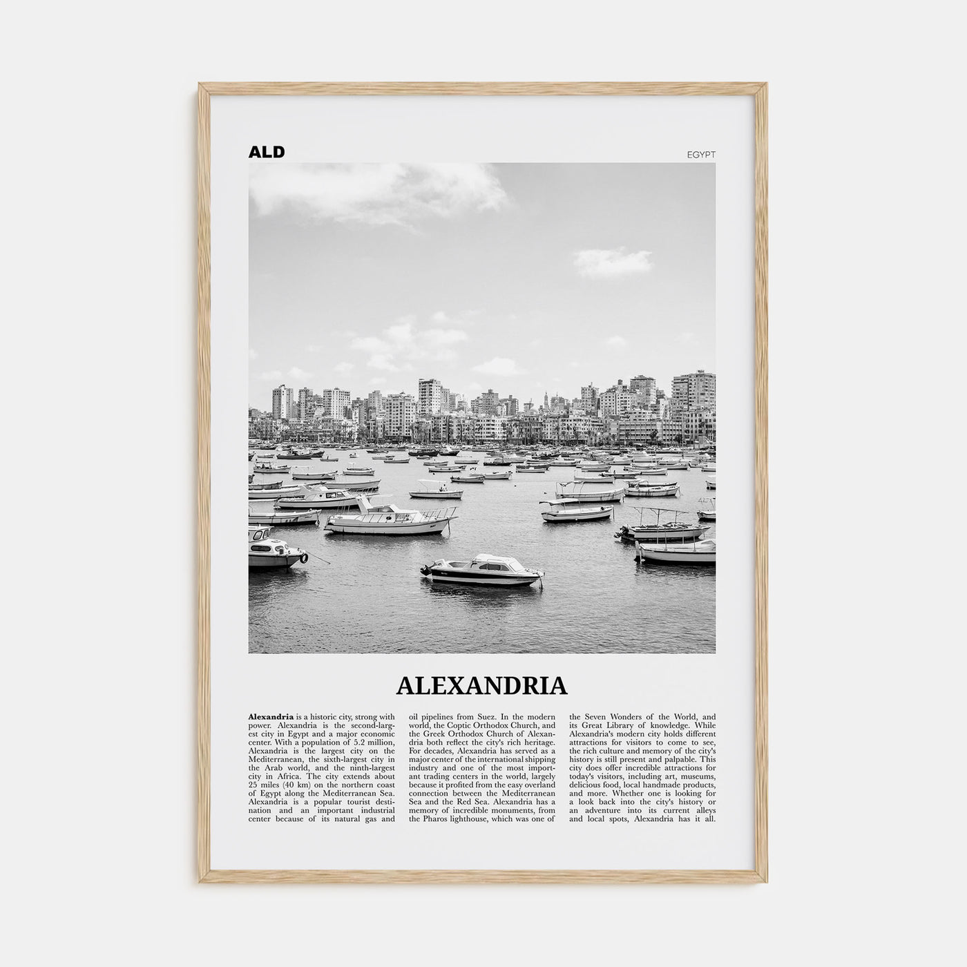 Alexandria, Egypt Travel B&W Poster