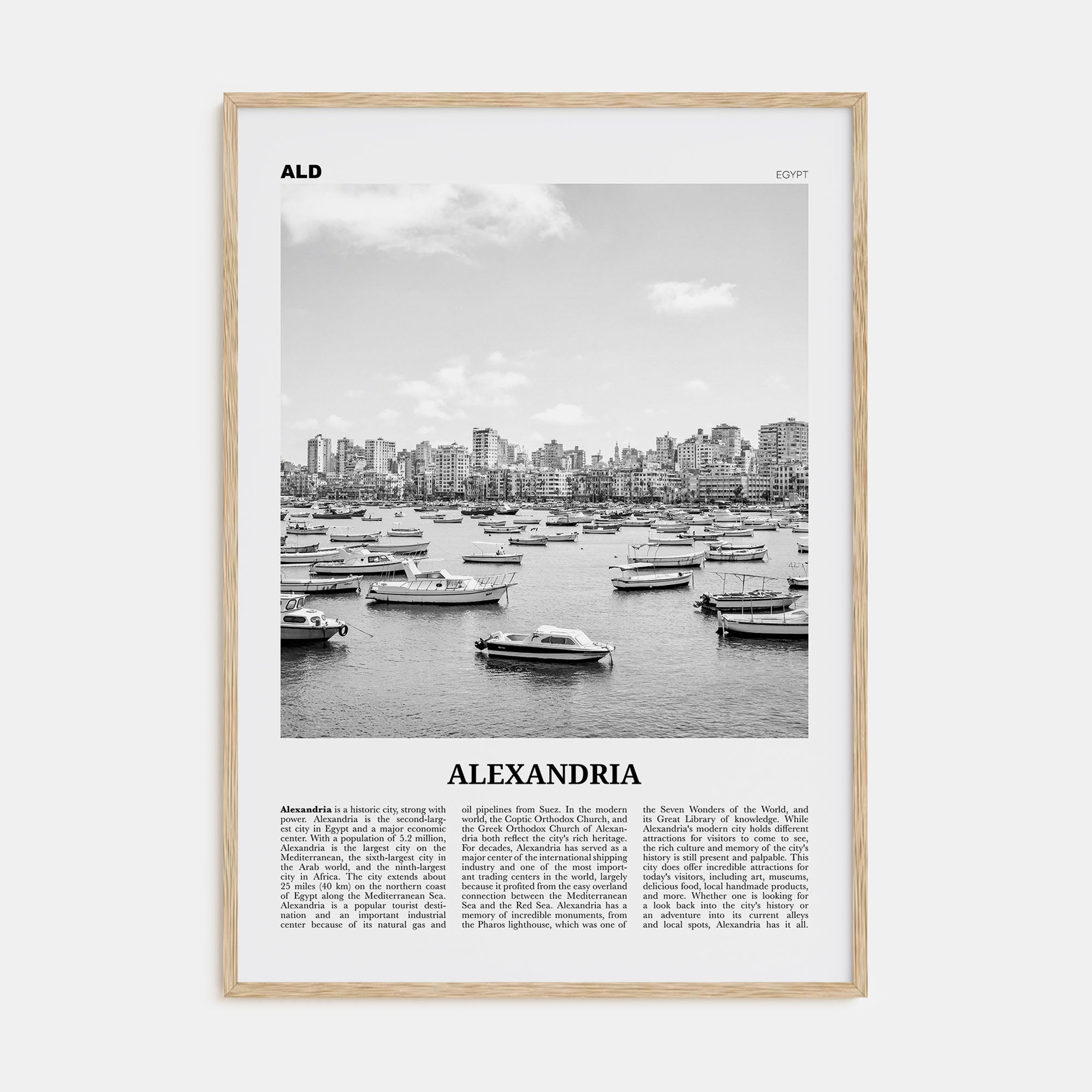 Alexandria, Egypt Travel B&W Poster