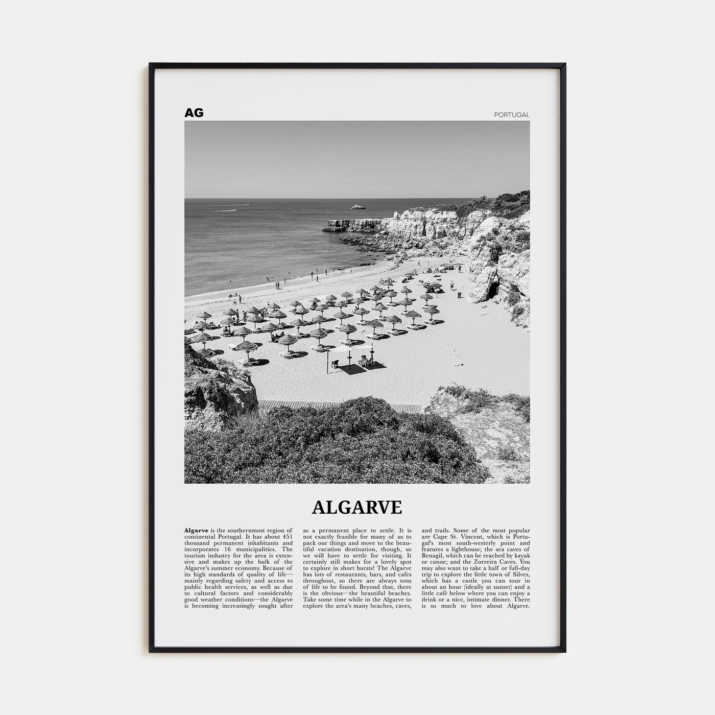Algarve Travel B&W Poster