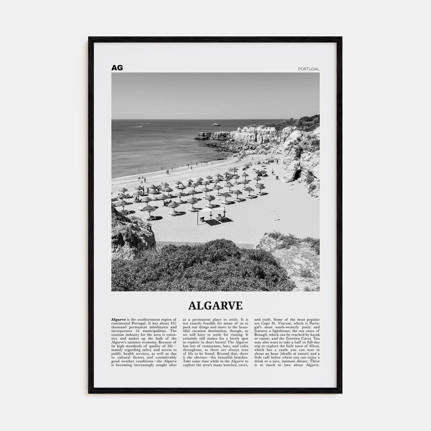 Algarve Travel B&W Poster