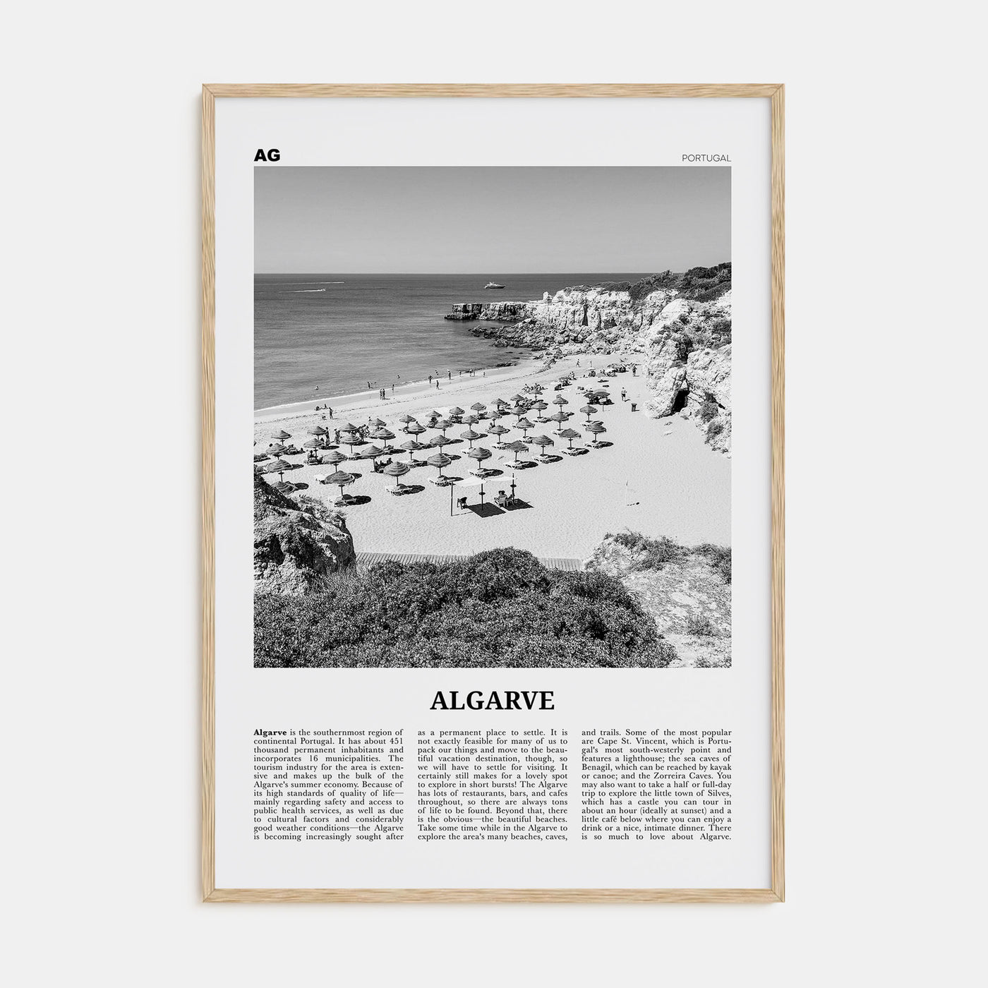Algarve Travel B&W Poster