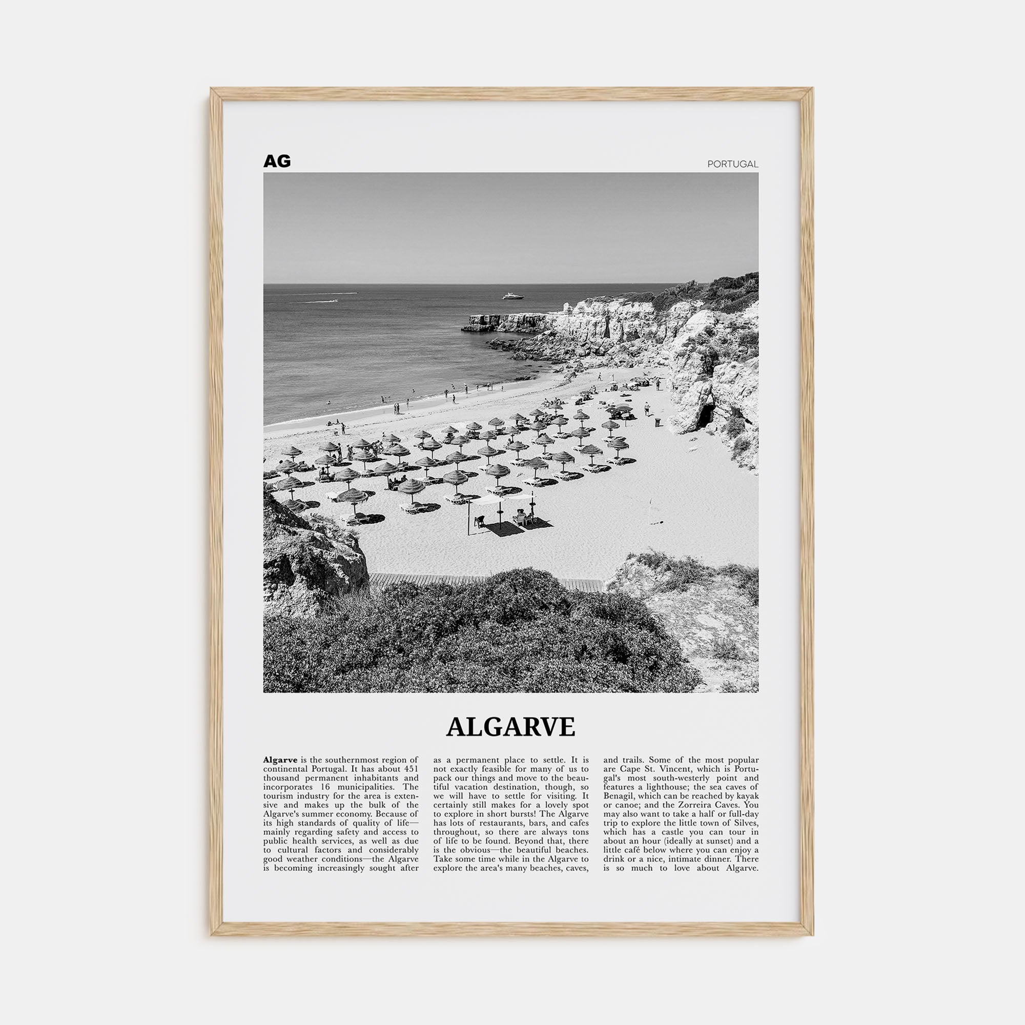 Algarve Travel B&W Poster