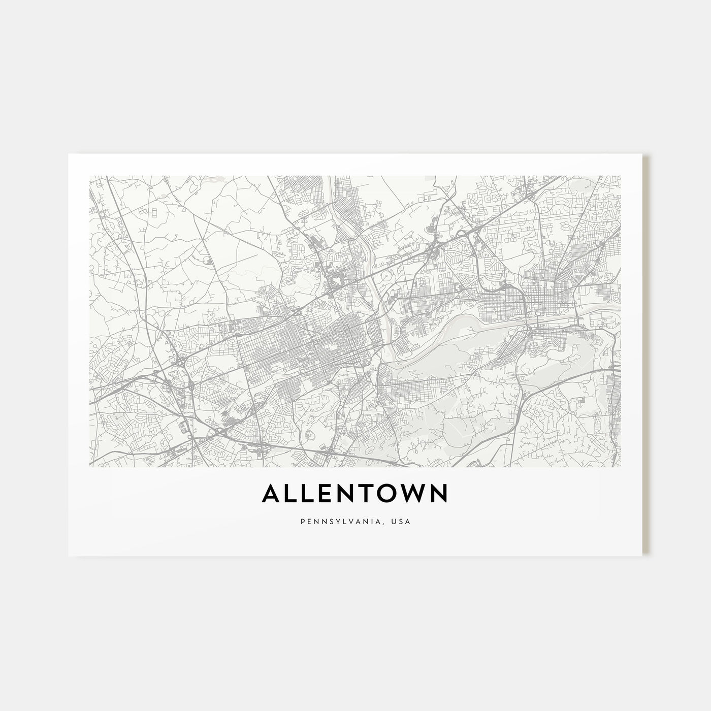 Allentown Map Landscape Poster