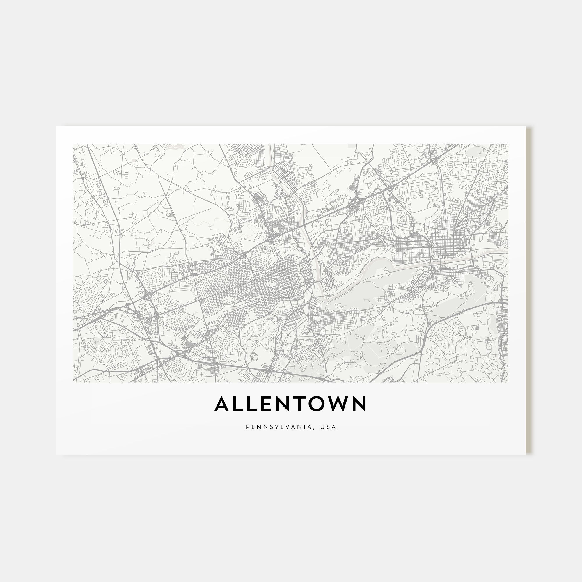 Allentown Map Landscape Poster