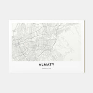 Almaty Map Landscape Poster