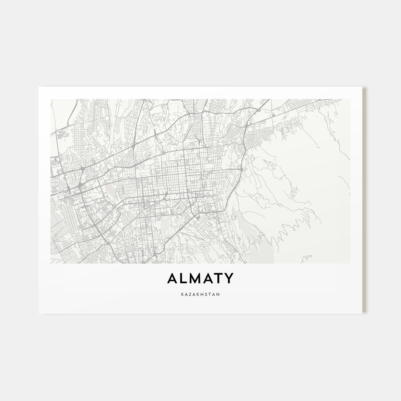 Almaty Map Landscape Poster