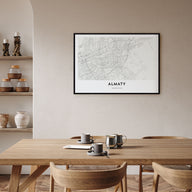 Almaty Map Landscape Poster