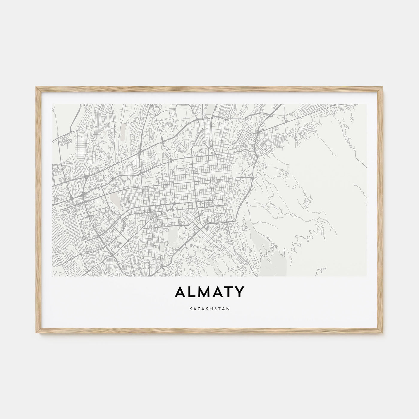 Almaty Map Landscape Poster