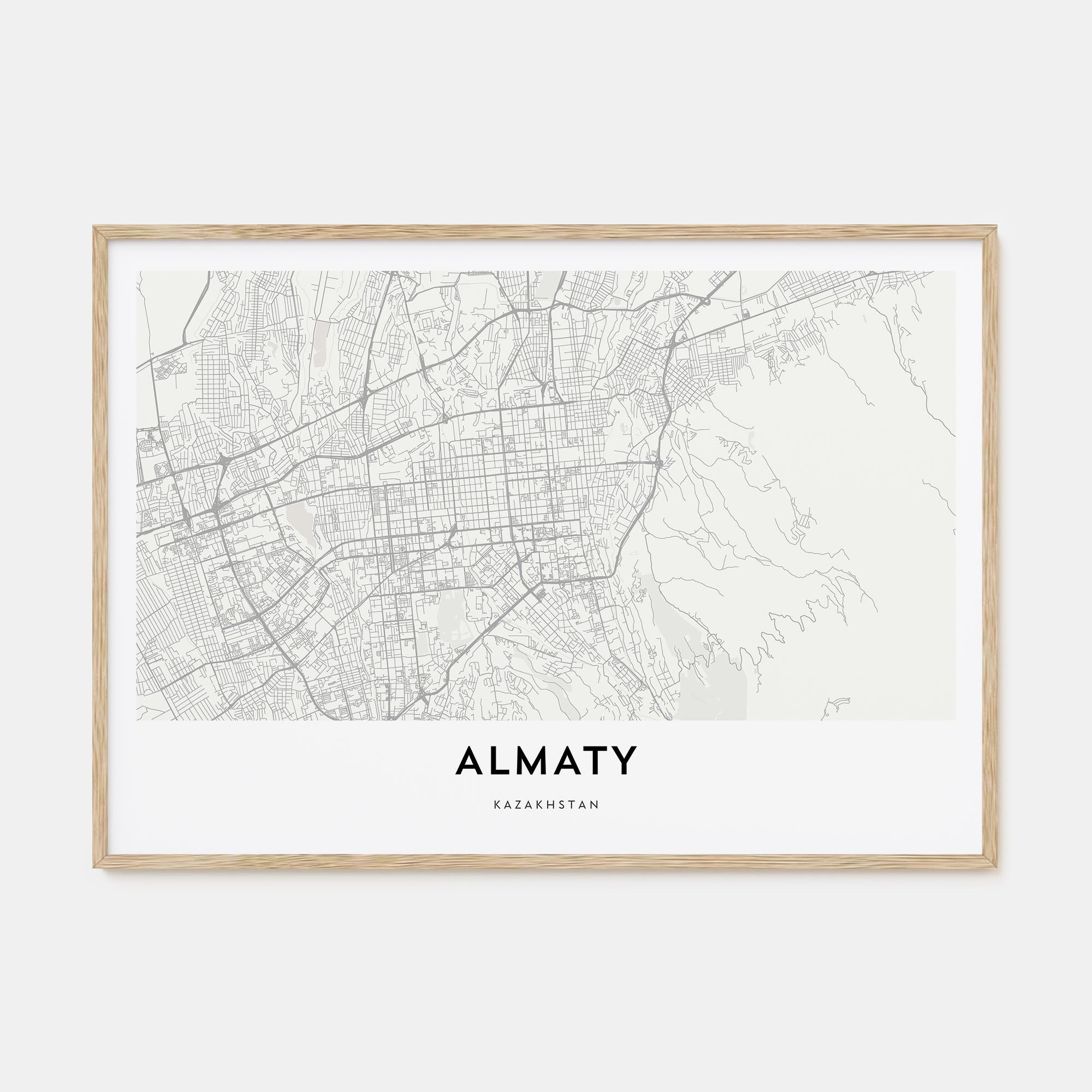 Almaty Map Landscape Poster