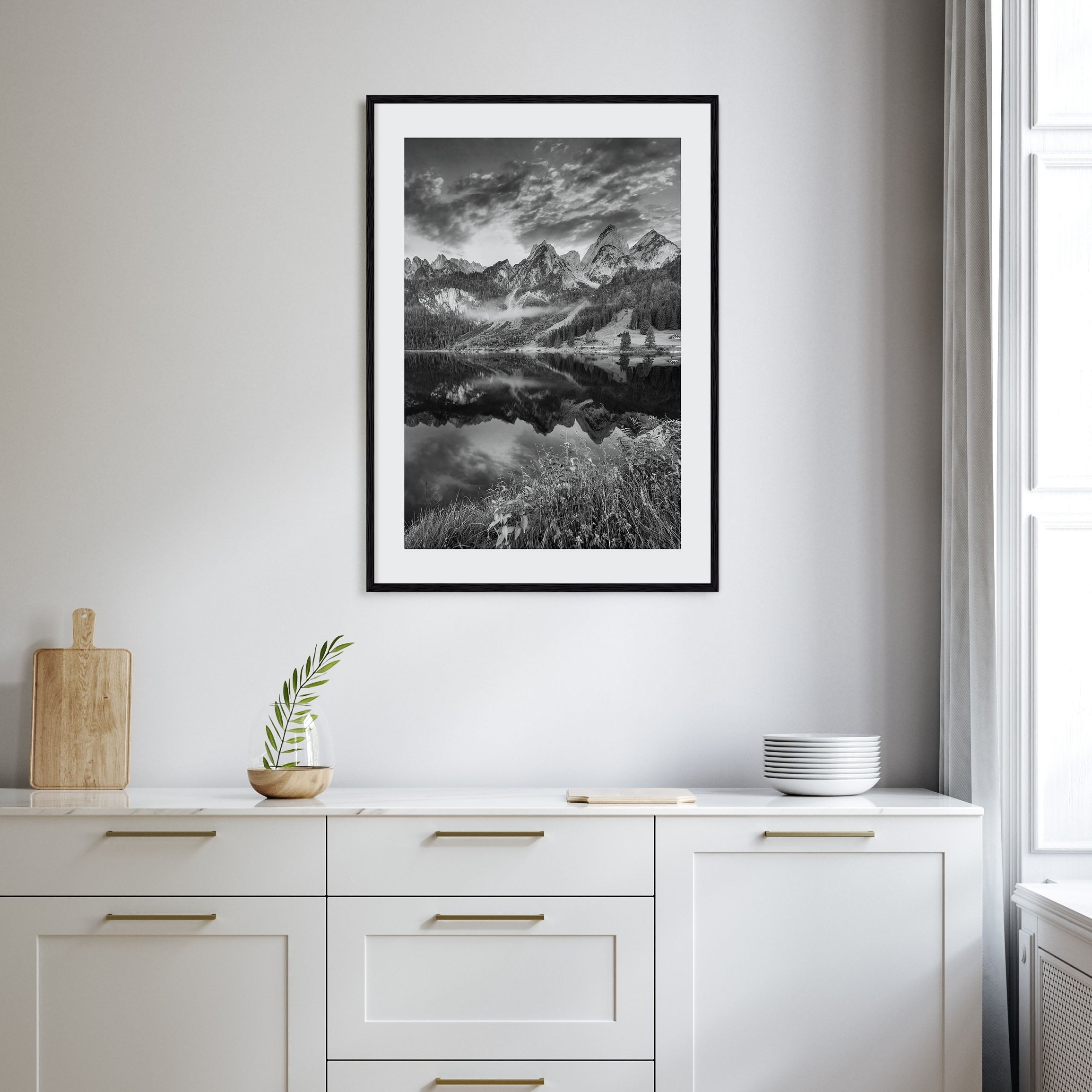 Alpine Landscape Photo B&W Poster