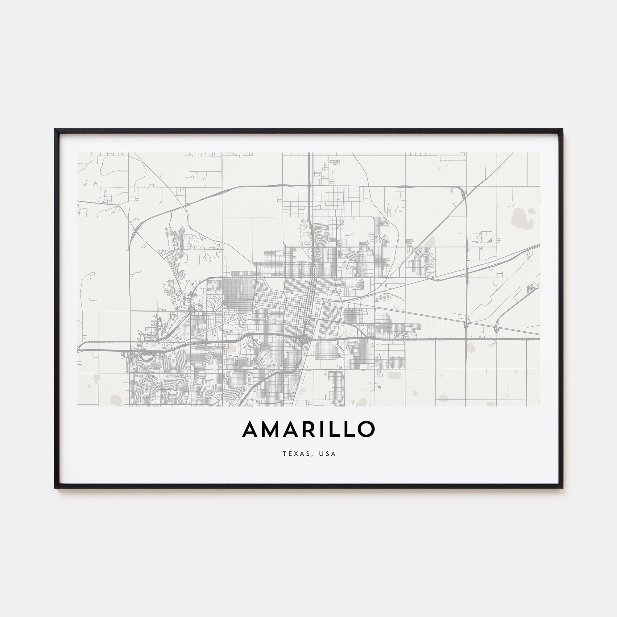 Amarillo Map Landscape Poster