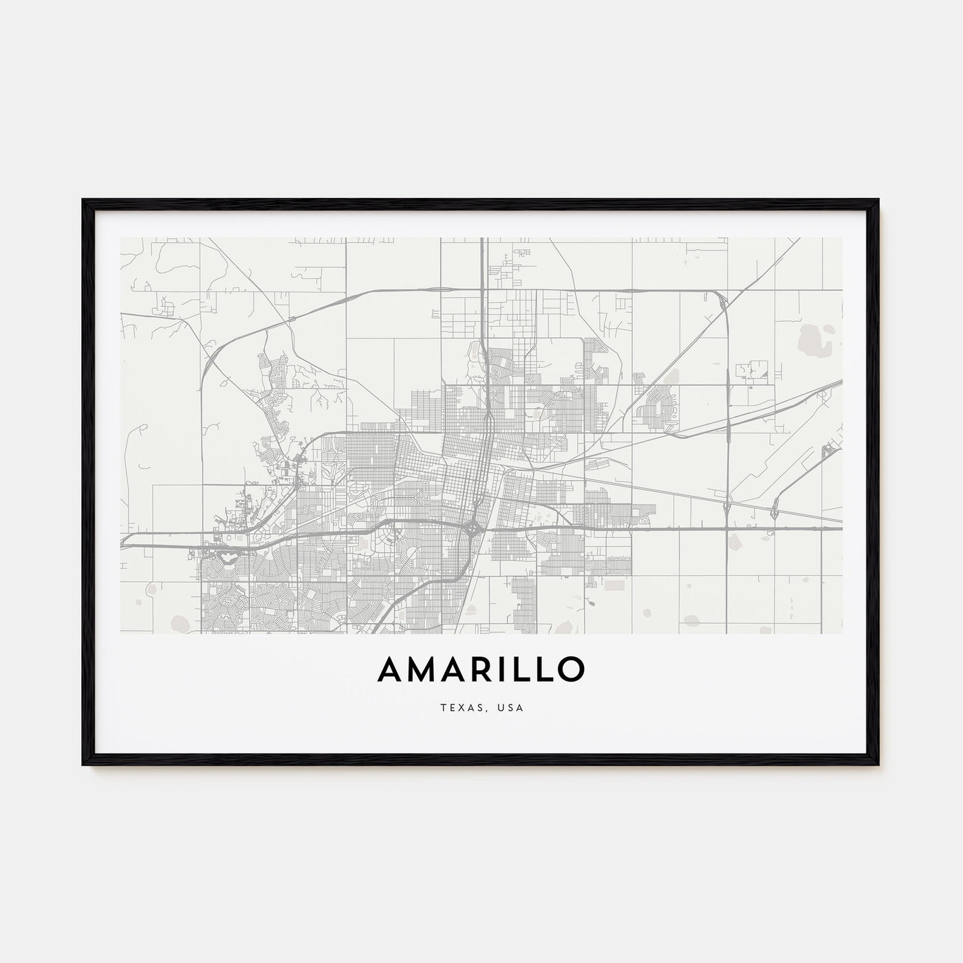 Amarillo Map Landscape Poster
