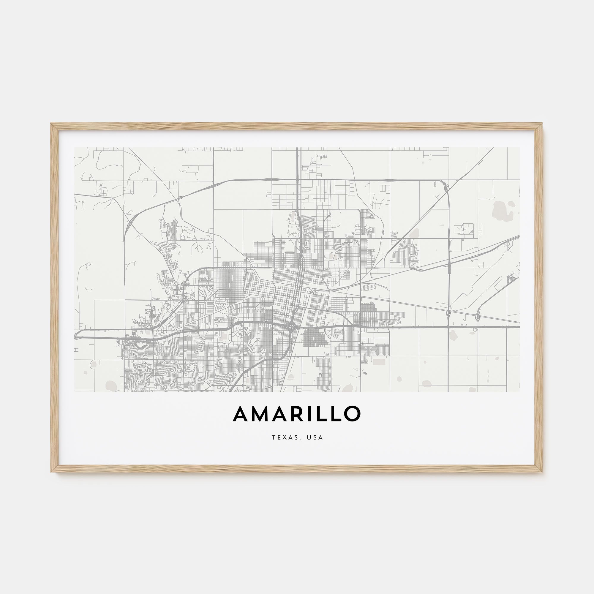 Amarillo Map Landscape Poster