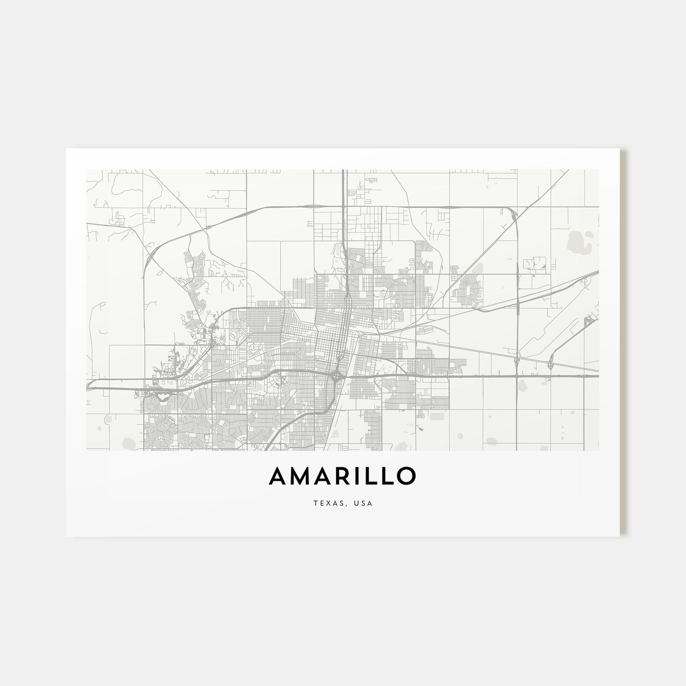 Amarillo Map Landscape Poster