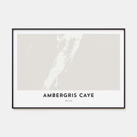 Ambergris Caye Map Landscape Poster