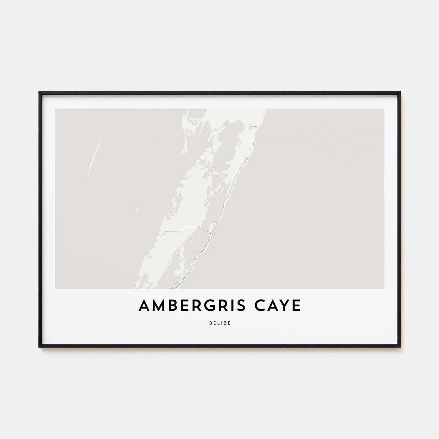 Ambergris Caye Map Landscape Poster