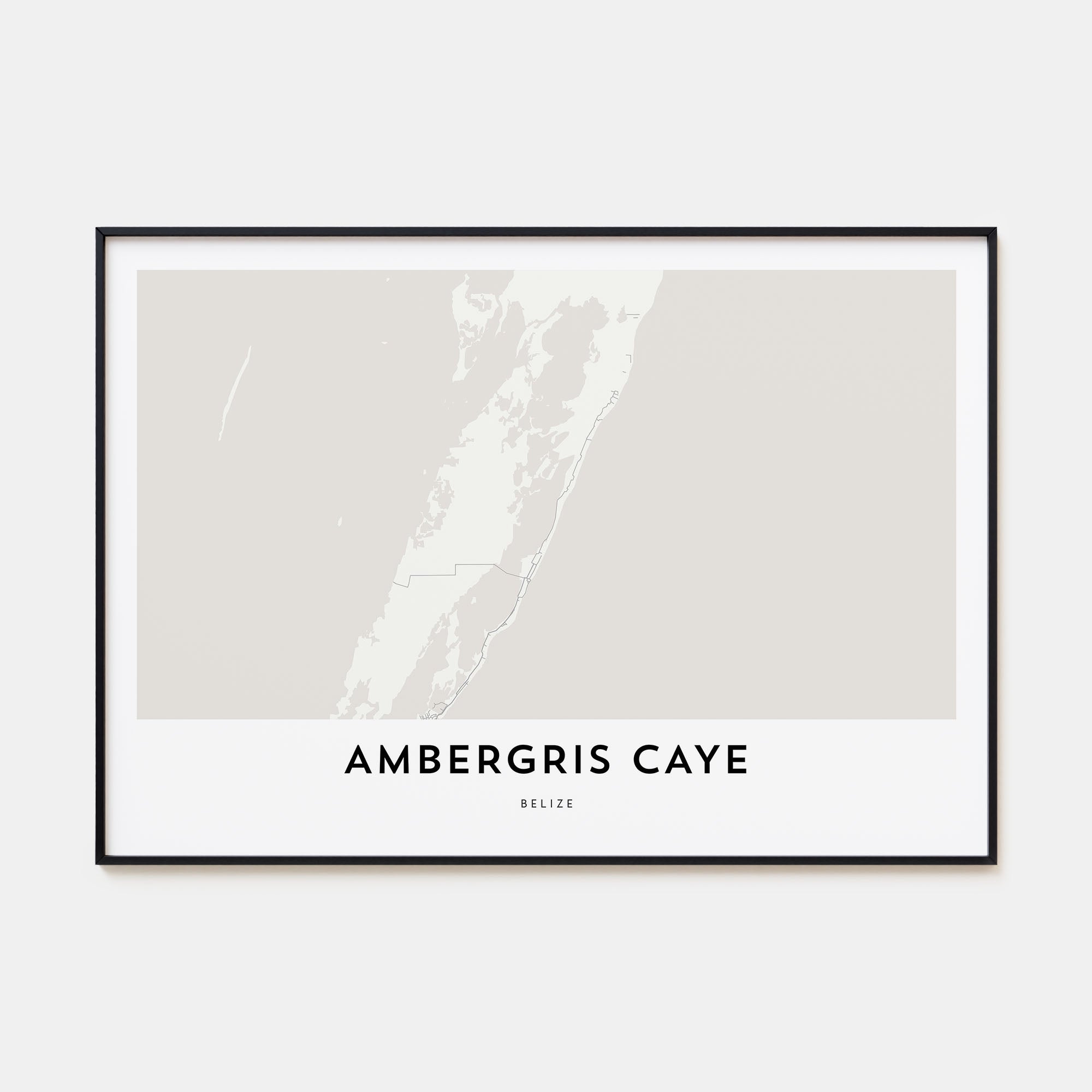 Ambergris Caye Map Landscape Poster