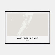 Ambergris Caye Map Landscape Poster
