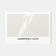 Ambergris Caye Map Landscape Poster