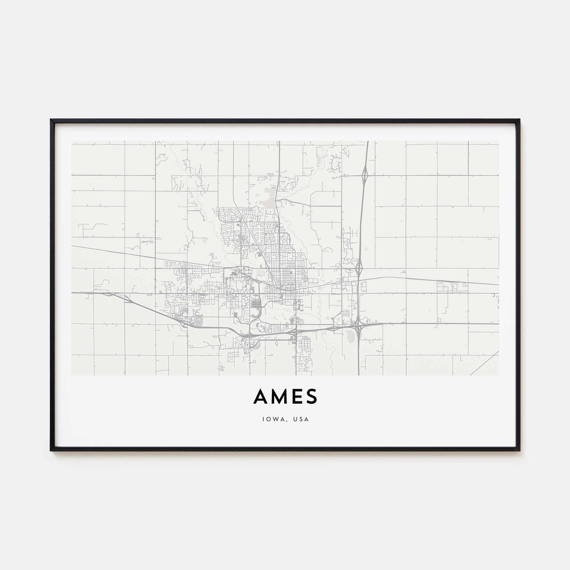 Ames Map Landscape Poster