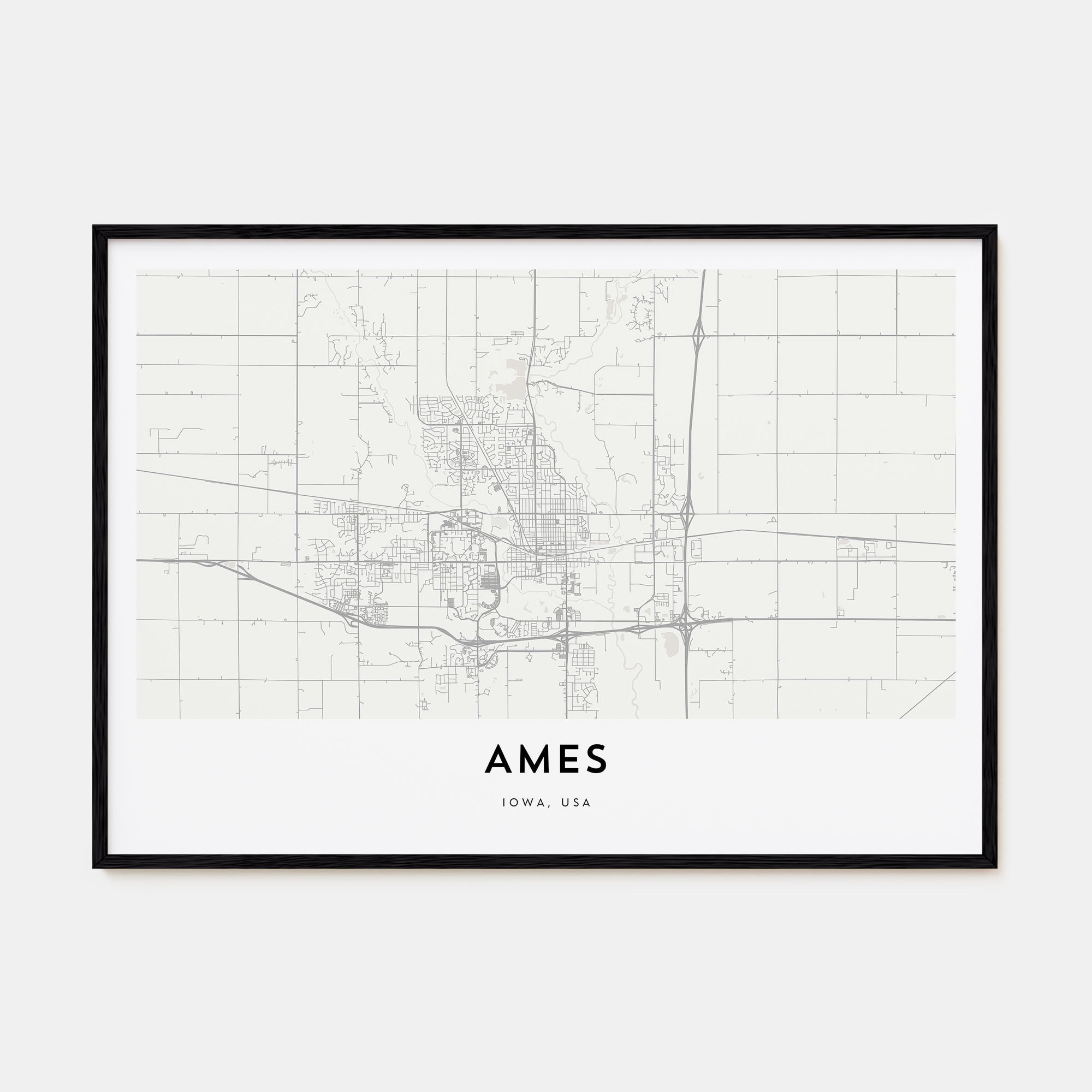 Ames Map Landscape Poster
