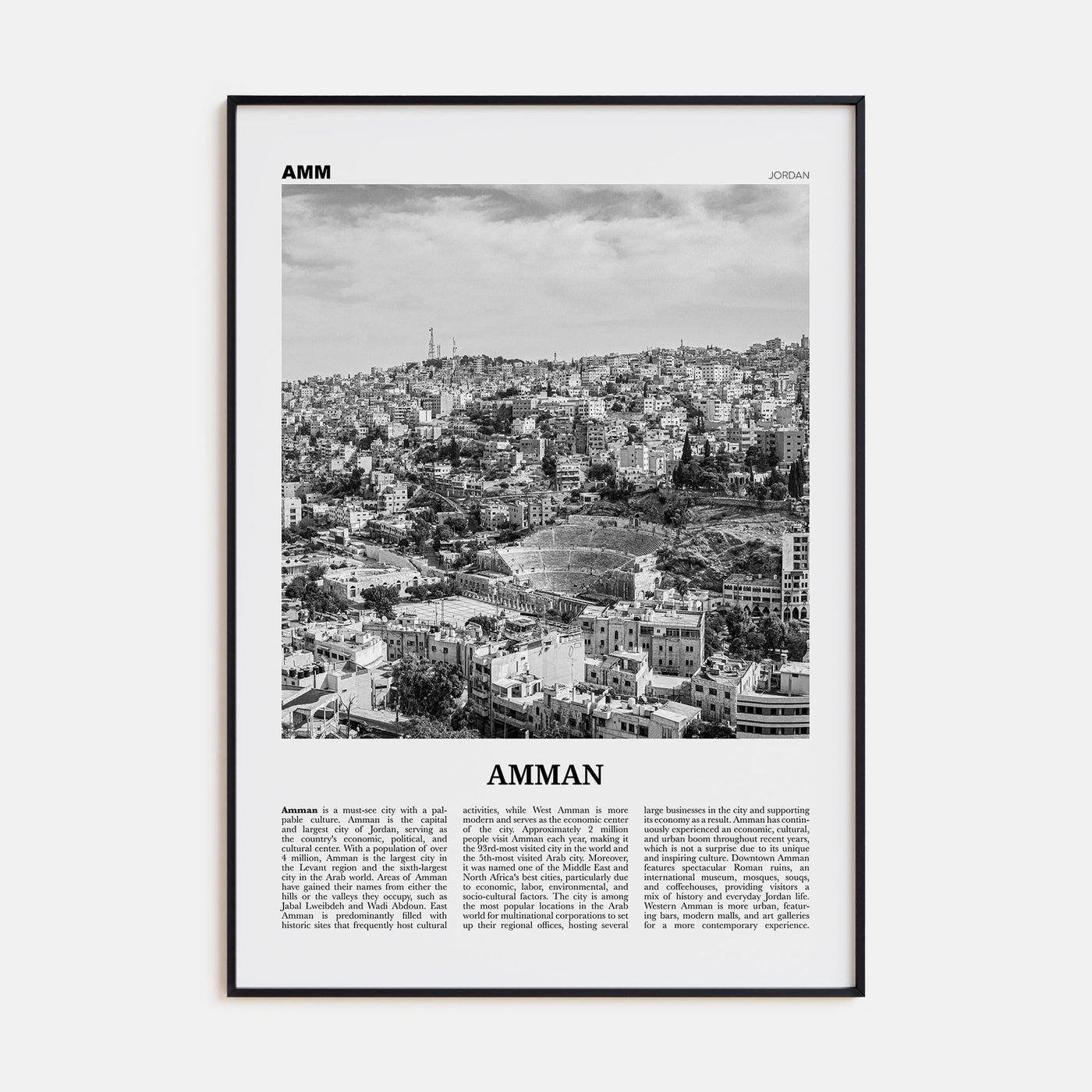 Amman Travel B&W Poster