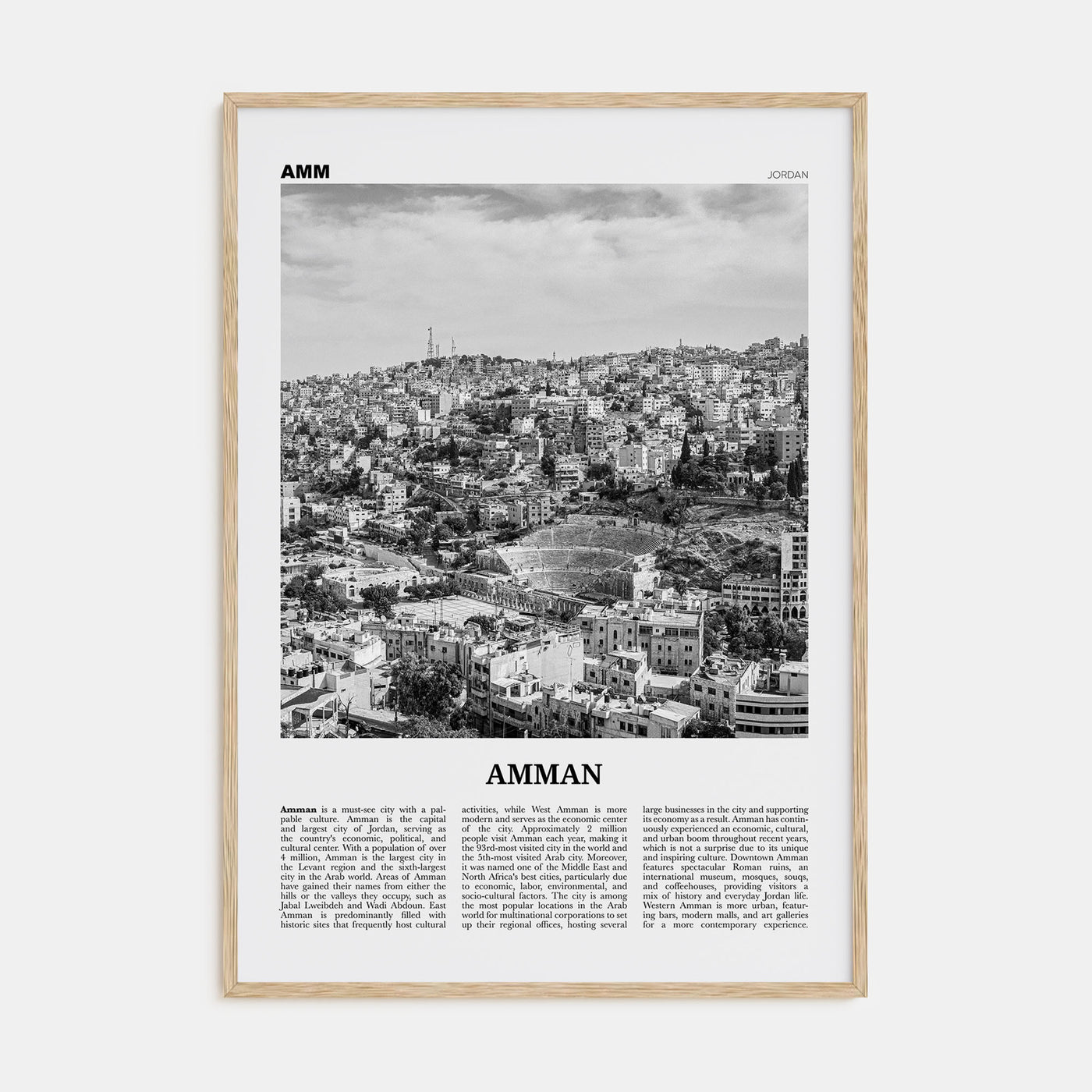 Amman Travel B&W Poster