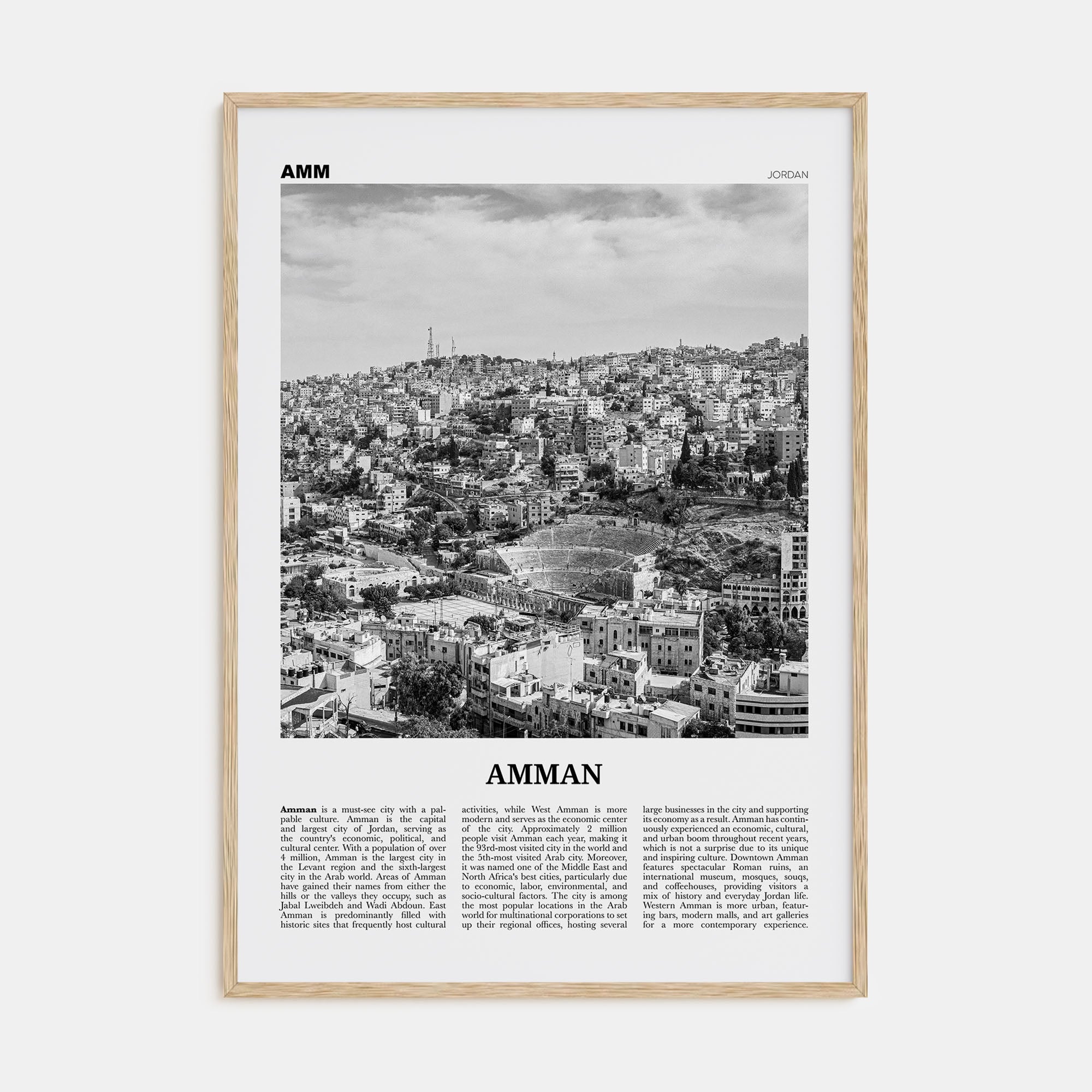 Amman Travel B&W Poster