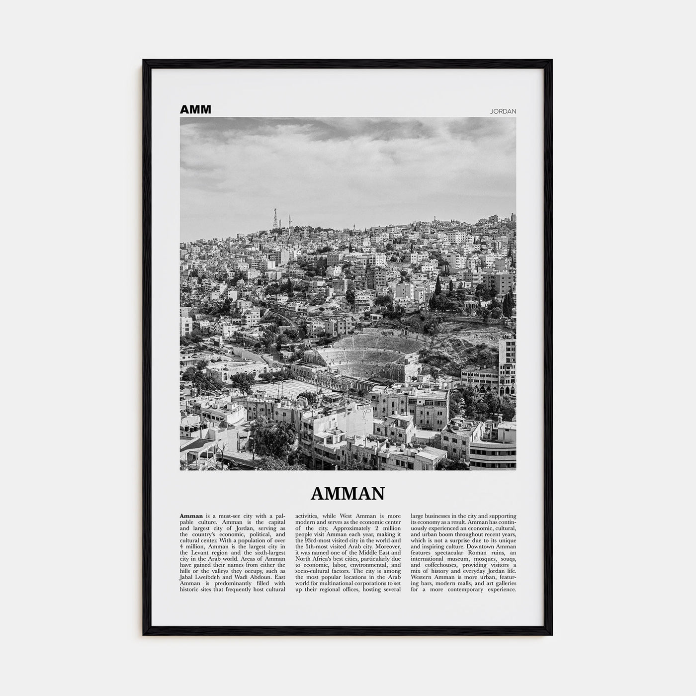 Amman Travel B&W Poster