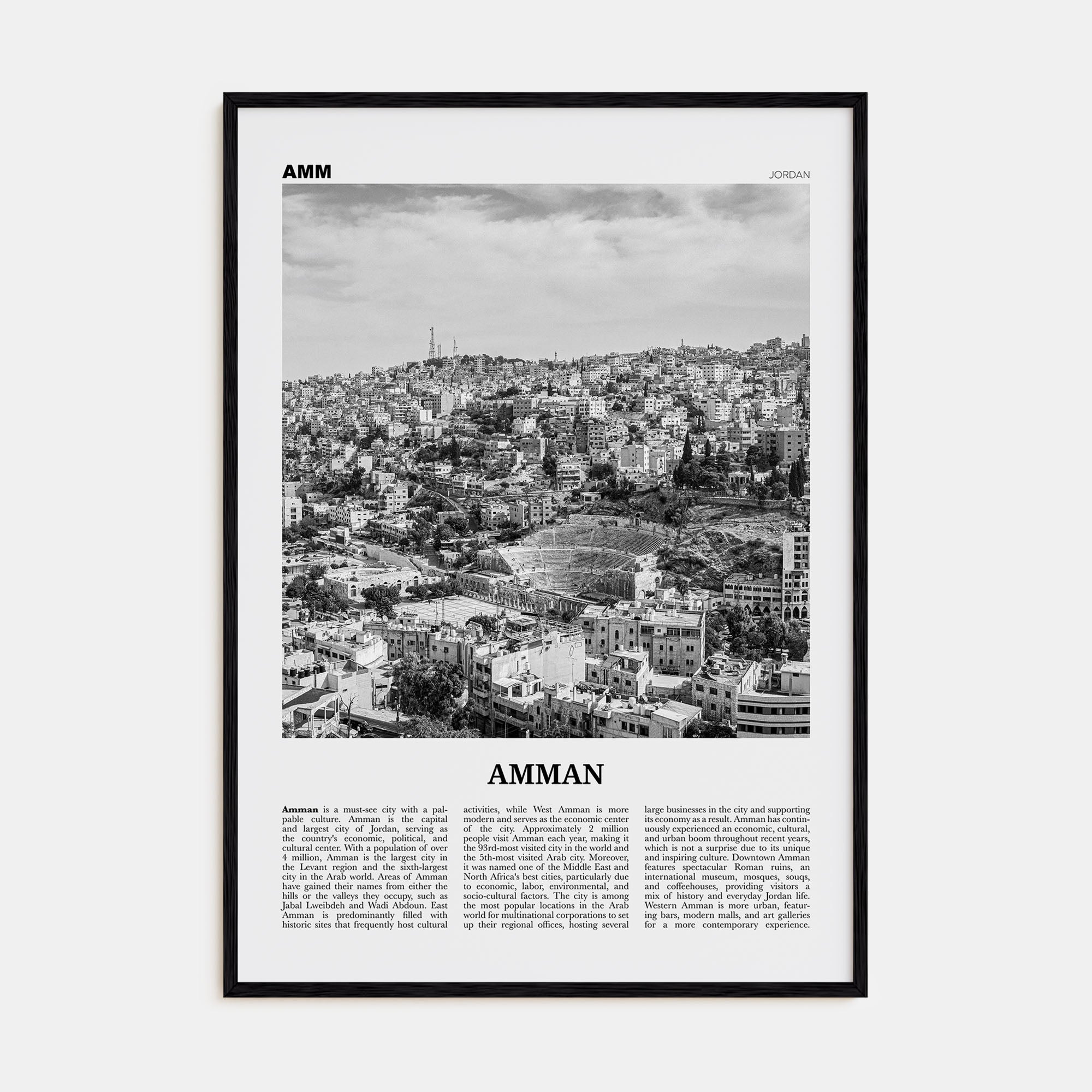 Amman Travel B&W Poster