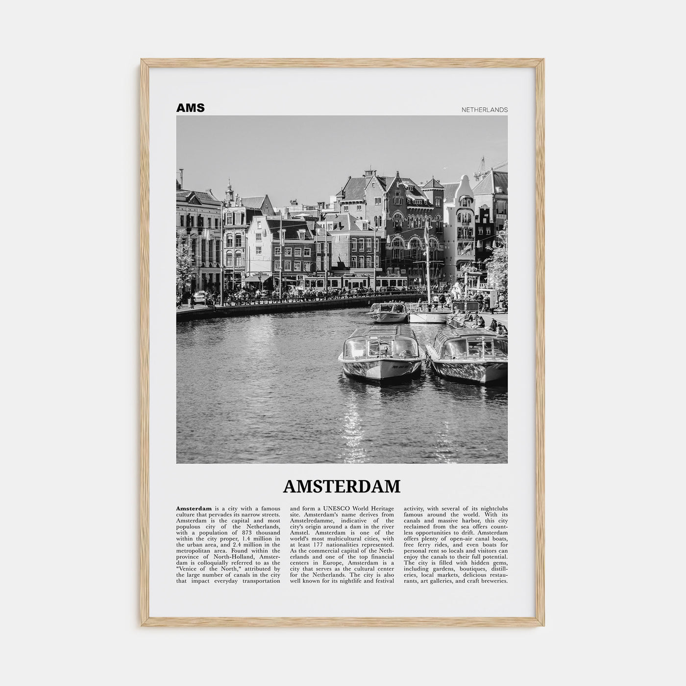 Amsterdam Travel B&W No 2 Poster