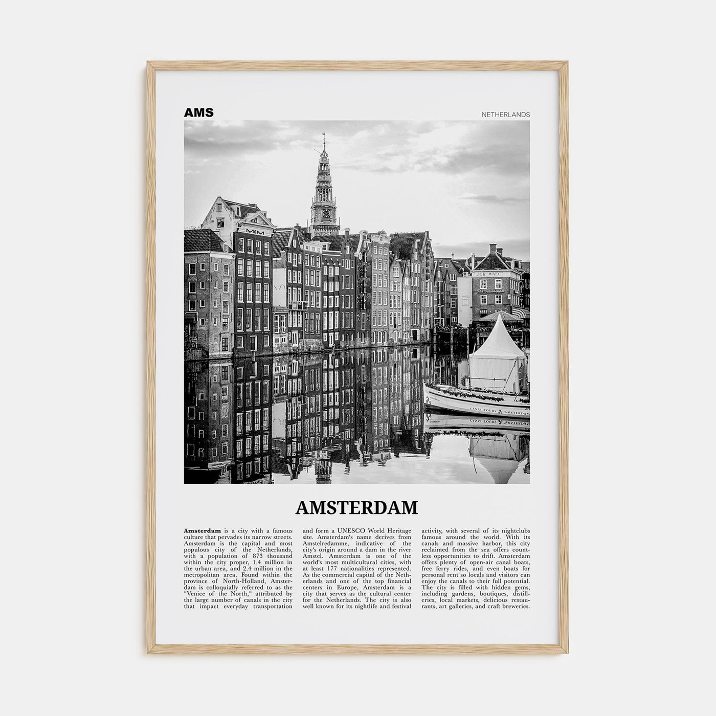 Amsterdam Travel B&W No 3 Poster